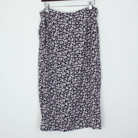 Abercrombie & Fitch Womens Floral Twist High Slit Midi Skirt Size L Dainty Fairy - Picture 7 of 8